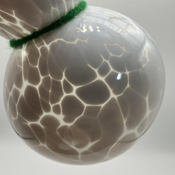 Glass Snowman Handblown Ornament Sculpture White Marbled / Emerald Hat Christmas - Picture 10 of 10